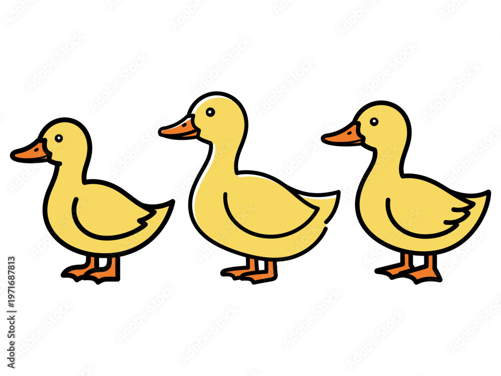 Fototapeta premium Yellow duck drawing vector illustration