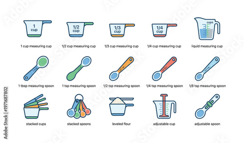 Kitchen measurement tools - cups and spoons for precise cooking