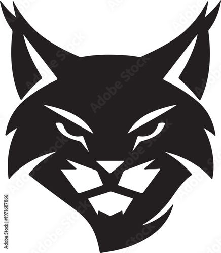 black lynx head logo with sharp ears and intense gaze