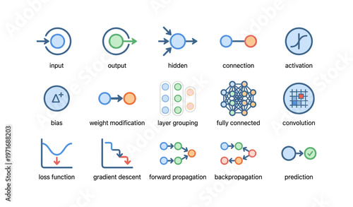 Visual guide to neural network components and processes