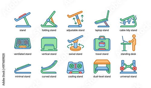 Variety of laptop stands and desk accessories for optimal ergonomics