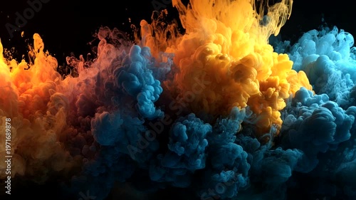 Vibrant Colorful Smoke Explosion Against Dark Background