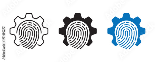 Fingerprint vector icons black white and blue designs for security identification