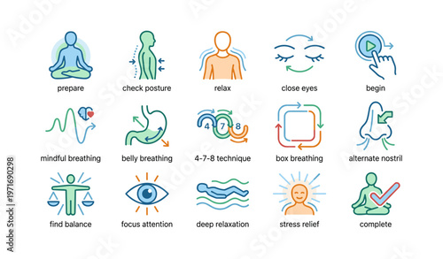 Mindfulness techniques and breathing exercises for relaxation and focus