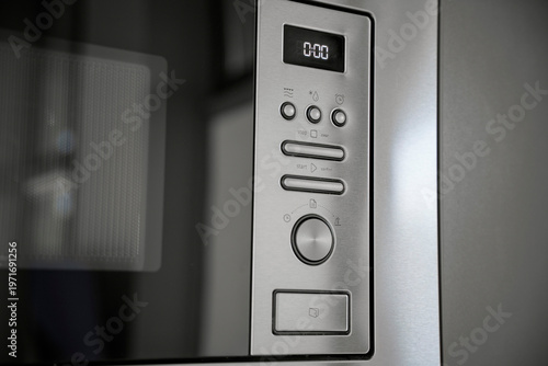 Tableau sur toile Close-up of a modern built-in microwave oven control panel
