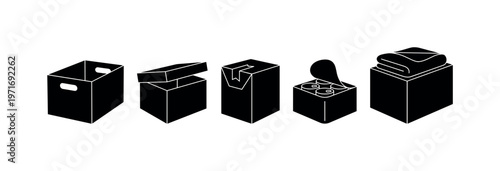 Book donation crate with hand slot, toy charity box with hinged lid, school supply donation carton, canned food collection box,