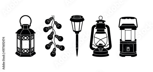 Decorative outdoor lanterns with handles, string lights bulb garland, solar garden lantern, vintage camping lantern, portable LED