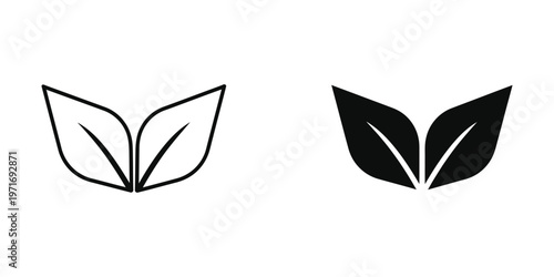 Contrast of a white and black leaf design with symmetrical veins