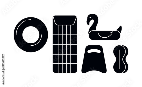 Inflatable pool ring float, rectangular pool air mattress, animal shaped pool float, kickboard training float, pull buoy swim aid,