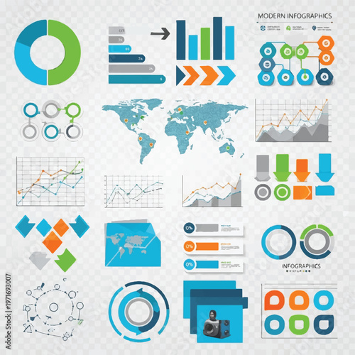 Assorted Infographic Elements and Data Visualizations for Graphic Design.