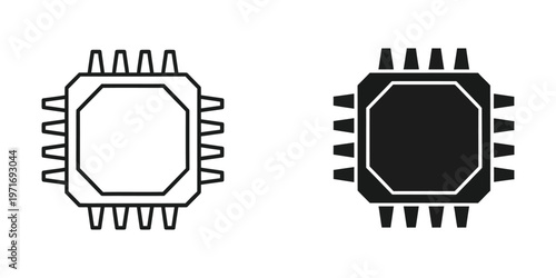 Comparison of an outlined and filled integrated circuit chip package illustration