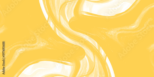 Cuadro en lienzo Abstract yellow and white marble liquid swirl background, elegant fluid acrylic