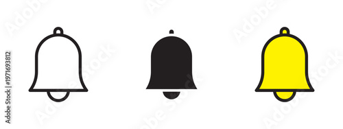 Minimal notification bell icon in a clean black and white stroke style with color variations, representing alerts, notifications, and updates in digital interfaces.