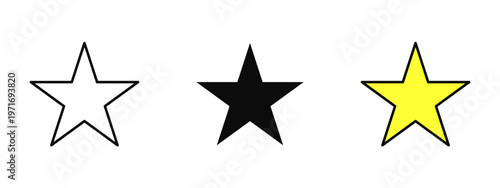 Minimal star icon in a clean black and white stroke style with color variations, representing rating, favorites, and featured content in digital interfaces.