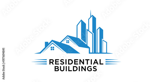 Residential buildings logo with modern city and house design elements vector graphic illustration