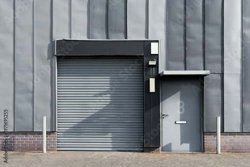 Office window shutters closed due to business closure