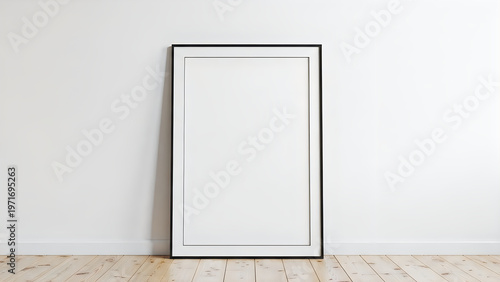 Minimalist black-framed picture hanging on a light-colored wall