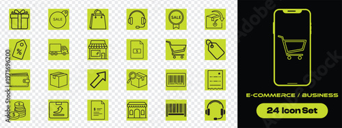 Set of 18 Business icons. Business and Finance web icons. Money, bank, contact, Headphone. sell, shop Icon collection. Vector illustration icon set.