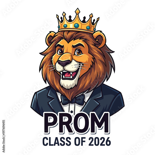 Prom King Lion in Tuxedo with Crown for Class of 2026