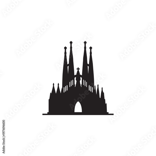 Sagrada Familia silhouette vector white background
