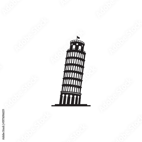 Leaning Tower of Pisa silhouette vector
