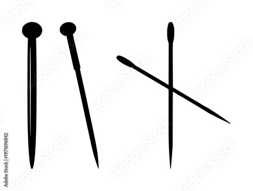 Acupuncture needles set with solid black icon on white background featuring acupuncture, needle, icon with medical and symbolic