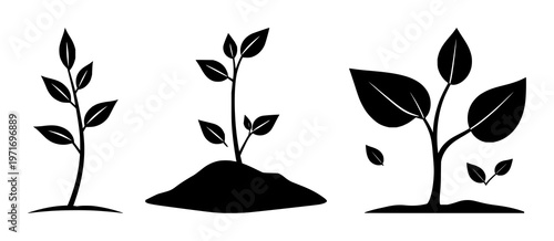 Financial growth plant sprout set with monoline icon design featuring financial, growth, plant with economic and prosperity