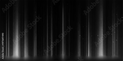 Abstract light blue background design with spotlight texture and aurora motion lines over a dark theater curtain backdrop for a stage illustration
