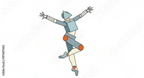 Dynamic geometric dancer illustration celebrating International Dance Day with a vibrant, abstract figure in an expressive pose, symbolizing artistic movement, modern creativity, and cultural rhythm