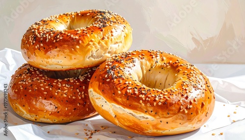 Delicious Sesame Seed Bagels - A Freshly Baked Breakfast Treat.
