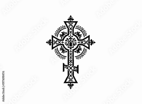 Symbol of Faith: An intricately designed cross, symbolizing faith, hope, and the core tenets of belief, stands as a testament to spiritual devotion and religious traditions.