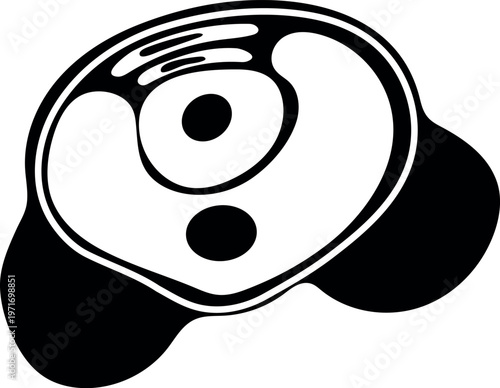 Black silhouette of pollen grain of gymnosperm with two sac wing isolated on white background