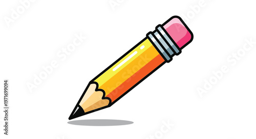Colorful vector graphic illustration of a pencil with a pink eraser