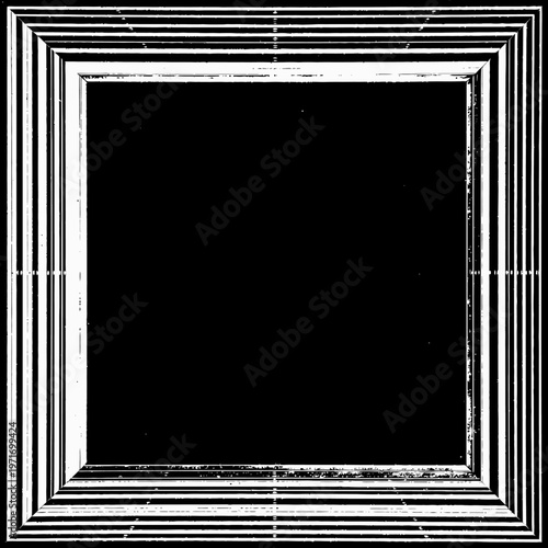 Ornate Monochrome Geometric Frame with Intricate Patterns and Symmetrical Borders in Black and White