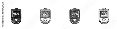 Sketch pulse oximeter icon design set