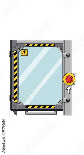 Industrial Airlock Door with Warning Signs.