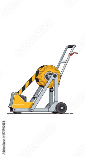 Yellow Hand Truck with Large Wheel.
