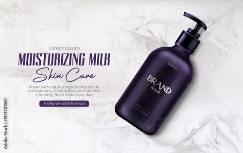 Beauty product design of moisturizing milk bottle for face and body care