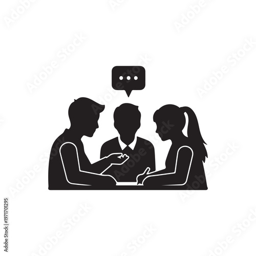 Business meeting icon people discussing ideas vector illustration for communication and teamwork concepts isolated on white