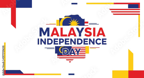 Malaysia Independence Day celebration banner with national flag colors and festive design elements