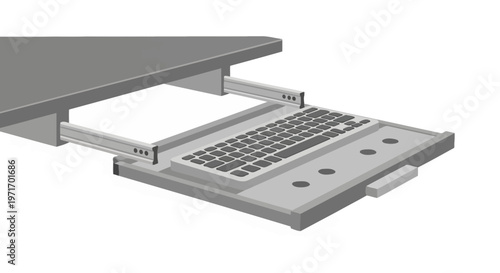 Keyboard Tray Sliding Under Desk Surface.