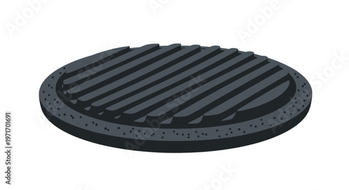 Black Iron Manhole Cover with Grating.