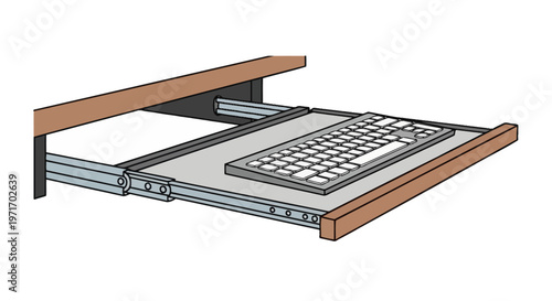 Computer Keyboard on Sliding Desk Tray.