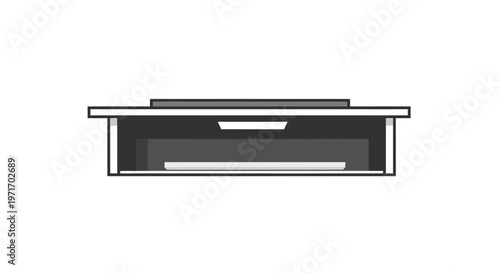 Simple Black and White Drawer Illustration.