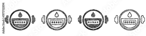 Sketch water meter icon design set