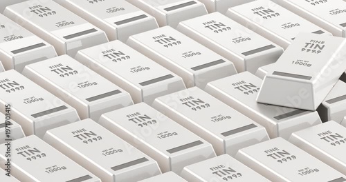 Tin ingots background, animation seamlessly loopable. 3D rendering