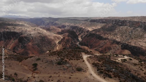 Panoramic aerial video showcasing the breathtaking mountains and canyons of Socotra Island, ideal for themes of nature, adventure, and untouched landscapes