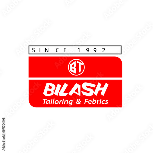 Since 1992: A logo of a business Tailoring & Fabrics, signifies a long-standing commitment to providing fabric and tailoring services. A symbol of quality and a nod to a heritage, for brand visual.