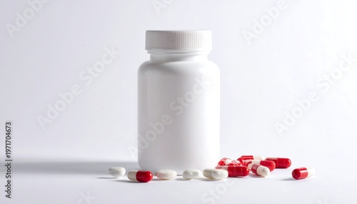 Pill Bottle and Capsules - A Healthcare and Medical Concept.