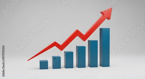 Free Download Bright Red Upward Arrow Over Blue Bar Chart Growth - GFXLoad